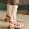 Nuevos Zapatos de Verano para Mujer 2026: Sandalias de Punta Abiertas y Cerradas, Zapatos de Tacón Medio Grueso sin Espalda para Mujer, Zapatos de Moda de Cuero Suave