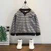 Sudadera Rayada para Niños 2025 Otoño Nueva Estilo Coreano Holgada Casual Moda Tendencia Sudadera para Niños