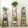 Estación de Plantas Alta de Bambú Estante para Macetas de 4 Niveles Estante para Flores para Espacios Pequeños Mesa de Exhibición para Sala de Estar Balcón Jardín Estilo de Piso Estante para Macetas