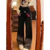 Jeans de Pierna Ancha con Cremallera Lateral y Degradado para Mujer Primavera Nuevo Retro Americano de Cintura Alta Sueltos Rectos Adelgazantes Pantalones