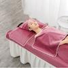 Toalla de salón de belleza con logotipo personalizado toalla de cama de microfibra turbante de tres piezas toalla con agujero para cama de masaje sofá