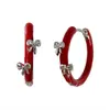Nuevo Arete de Oreja Rojo Ankora Estilo Coreano/Novia con Lazo Estilo Francés Estilo Occidental Estilo Femenino con Pasador de Plata 925