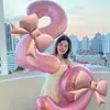 Globo de Papel de Aluminio con Número Rosa Perlado para el Primer Cumpleaños del Bebé, Decoración de Globos para Sesión de Fotos, Accesorios de Ambiente