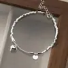 Nalan Plata S925 Exquisito y Sencillo Estilo Ins Colgante Redondo Tubo Curvo Cuadrado Geométrico Corazón Roto de Plata Pulsera S8300