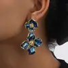 Brincos de Tarraxa Dupla Flor Dupla Esmaltados Elegantes Moda Europeia e Americana Atacado Brincos para Mulheres