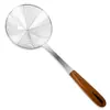 Acero Inoxidable Malla Línea de Fugas Fuga Cocina Hogar Olla Caliente Colador Cuchara para Fideos Malla para Fideos Fuga 201 Encriptada Mango de Tres Pulgadas con Grano de Madera