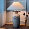 Ornamento de Vento Silencioso Estilo Japonês Sala de Estar Estudo Luminária de Cabeceira Pote de Porcelana Feito à Mão Vasos de Flores Luminária de Mesa de Cerâmica para Hotel Pousada