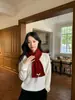 Elegante y suave bufanda 100% lana para mujer, estilo coreano, nuevo color liso, cálido calentador de cuello tejido para invierno, adecuado para estudiantes