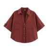 Ropa Nueva de Mujer Primavera y Verano 2025 Estilo Europeo y Americano Moda Casual Versátil Cuello Solapa Rayas Manga Ancha Camisa de Algodón y Lino para Mujer