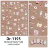 Redanco Novo 5D Em relevo Desenho Animado Gato Rosa Concha Luz Adesivo para Nail Art Adesivo Estéreo para Unha Dr-1196