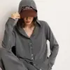 Cárdigan de punto para mujer, color liso, con capucha de cachemira, sencillo, de un solo pecho, multibotón, corte ajustado, para ir al trabajo, nuevo de primavera, con borde enrollado