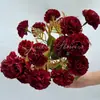 18 Cabeças de Cravos Artificiais Buquê Falso Flores Artificiais de Plástico Ornamentos de Alto Nível para Sala de Estar Produtos Florais de Casamento