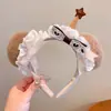Urso Sorvete Bola de Pelo Fofa Faixa de Cabelo com Laço de Renda Divertido para Crianças Acessórios de Cabelo Sem Pressão