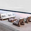 Sofá Externo Pátio Escritório de Vendas Madeira Maciça Terraço de Lazer Sofá de Jardim Villa Anti-Corrosão Móveis B&B Combinação