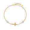 Pulseira de prata esterlina INS Style New S925 para mulheres, requintada, de alta qualidade, com design de cruz de pérolas de água doce