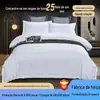 Roupa de Cama para Hotel B&B, Lençóis de Cama, Capas de Edredom, Conjunto de Quatro Peças com Listra de Cetim, Roupa de Cama de Hotel, Algodão Puro, Conjunto de Quatro Peças Navio de Cruzeiro Branco