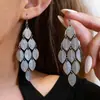 Pendientes de borla de lentejuelas con hoja esmerilada transfronterizos europeos y americanos, pendientes de lujo ligero de alta gama, pendientes de estilo moderno y exagerado al por mayor
