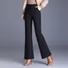 Pantalones Acampanados Negros Adelgazantes Nuevos Otoño 2026 para Mujer, Pantalones de Cola de Pez con Drapeado Ajustados a la Moda para el Trabajo, Pantalones de Cintura Alta con Ligero Flare