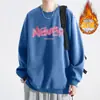 Moletom de Fleece Masculino Novo Estilo para Outono e Inverno, Estilo Ins Retro Simples Americano, Caimento Solto, Sem Capuz, Gola Redonda, Jaqueta de Manga Longa