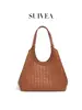 Bolso Tejido Retro de Gran Capacidad Transfronterizo para Mujer, Versátil para el Trabajo Diario, Bolso de Hombro Cruzado, Bolso de Mano Casual, Bolso Tote