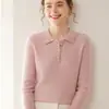 Moda Otoño/Invierno Nueva Casual Suave Cachemir Tejido Capa Base Superior para Mujer, Manga Larga, Cálido, Corte Delgado, Cuello Polo