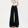 Jeans de Campana Retro Negros para Mujer, Tendencia Otoño e Invierno 2025 Nuevo Estilo, Pantalones Bootcut Adelgazantes de Cintura Alta con Doble Botón