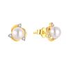 Pendientes de lujo con incrustaciones de circonita y perla de minería en caliente transfronteriza, pendientes de moda para mujer chapados en plata de ley S925 y oro de 14 quilates, joyería