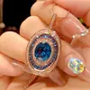2025 Nuevo Huabi Joyería Espinela Azul Artificial Forma de Huevo Textura Oro Rosa Set Perla Piedra Principal 10*12