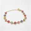 Melhores vendedores europeus e americanos de pulseiras de flor em aço titânio cravejadas de diamantes, acessórios de luxo leve de nicho, correntes para clavícula, pulseiras de trevo de quatro folhas, atacado do fabricante