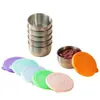Taza de Salsa de Acero Inoxidable con Tapa, Plato para Ensalada de Tomate, Plato para Condimentos, Mini Taza Sellada para Salsa, Plato para Dips, Plato para Condimentos