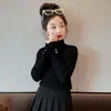 Ropa de Otoño 2025 Suéteres de Punto para Niñas Ropa de Otoño e Invierno para Estudiantes de Primaria Ropa de Punto para Niñas Camisas Base de Cuello Semi Alto Estilo Nuevo