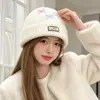 Gorro de punto estilo coreano, mezcla de lana, inspirado en la dopamina, con un lazo, diseñado para mujeres, que proporciona calidez y protección para los oídos en otoño e invierno, adecuado para estudiantes