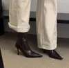 Botines Ajustados para Mujer Dongdaemun, Botines Cortos de Tacón Fino y Alto, Punta Fina, Piel Suave Elegante, Cierre de Cremallera Trasera, Botines Cortos Versátiles para Mujer