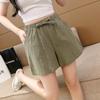 Shorts de Algodón y Lino para Mujer Tallas Grandes, Estilo Verano Delgado, 100kg Cintura Alta Ajuste Holgado, Pantalones de Pierna Ancha Elásticos Adelgazantes