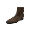 Botines Chelsea Elegantes de Piel de Vaca Lavada con Punta Fina, Aumentadores de Altura Invisibles, Otoño/Invierno 2026, Tacón Bajo, Piel Genuina, Versátiles para Mujer