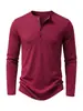 26 Primavera e Outono Europeu e Americano Transfronteiriço Nova Camiseta Masculina de Algodão e Linho com Gola Henry Manga Longa Moda Casual Camisa Polo