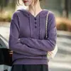 Otoño e Invierno Nuevo Sudadera con Capucha y Cordón de Punto de Lana Peinada de Punto Cruzado Suéter de Manga Larga para Mujer Top Holgado para Mujer Ropa Interior para Mujer