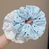 Diadema de pelo de gran tamaño con rayas plisadas azul claro para coleta estilo coreano suave ambiente perezoso accesorio de tela para el pelo