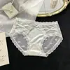 Ropa Interior Sexy de Encaje para Mujer Deseo Puro Chicas Malla Semitransparente Entrepierna Cómoda de Algodón Cintura Media Sin Marcas Transpirables Calzones para Mujer
