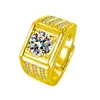 Anillo de Diamante para Hombre Chapado en Plata de Ley 925 Imitación Moissanita Simple Tres Filas de Diamante 2 Quilates Anillo Abierto de Boda Compromiso para Hombre