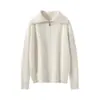 Suéter de Cachemira Grueso de Color Sólido para Otoño e Invierno para Mujer con Cuello de Solapa y Media Cremallera, Suéter de Punto Pulóver Cálido y a la Moda