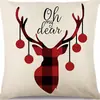 Funda de almohada de reno y copo de nieve Navideño Patrón de reno y copo de nieve Cubierta para cojín de sofá Decoración navideña Hogar Transfronterizo