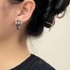 Pendientes de plata S925 con diseño geométrico cuadrado de Corea del Sur, con nicho de cristal negro, ligeros, de lujo y elegantes, de alta gama.