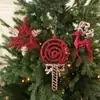 Adornos Colgantes de Copo de Nieve con Polvo Brillante de Nuevo Estilo Transfronterizos, Accesorios de Decoración para Árbol de Navidad de Plástico con Brillo de Forma Irregular