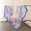 Lenço de Seda Estampado Leve e Elegante Estilo Floresta, Lenço Quadrado de Seda Falsa, Lenço de Pescoço Versátil, Lenço Quadrado Pequeno, Lenço de Cabeça, Lenço para Mulheres