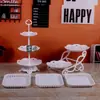 Adornos para mesa de postres soporte de exhibición desechable juego de tazas para pasteles y frutas decoración de mesa de buffet frío de cumpleaños soporte para pasteles decoración