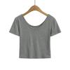 668-25 Nuevo Estilo de Verano Estilo Europeo y Americano Dos Usos Delantero y Trasero Cuello en V Manga Corta Sexy Sexy Corto Casual Top Camiseta