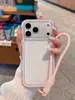 Capa de Celular Apple Transparente Colorida Sólida Duas em Uma Tendência Ip14/15 com Cordão