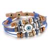Pulseira de couro trançado à mão com contas multicamadas de estilo étnico popular transfronteiriço ajustável para casal