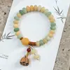 Pulsera de ábaco de múltiples cuentas de semillas de bodhi, nuevos accesorios de loto estilo chino, pulsera de cuentas budistas de semillas de bodhi de doble anillo para niñas, venta al por mayor